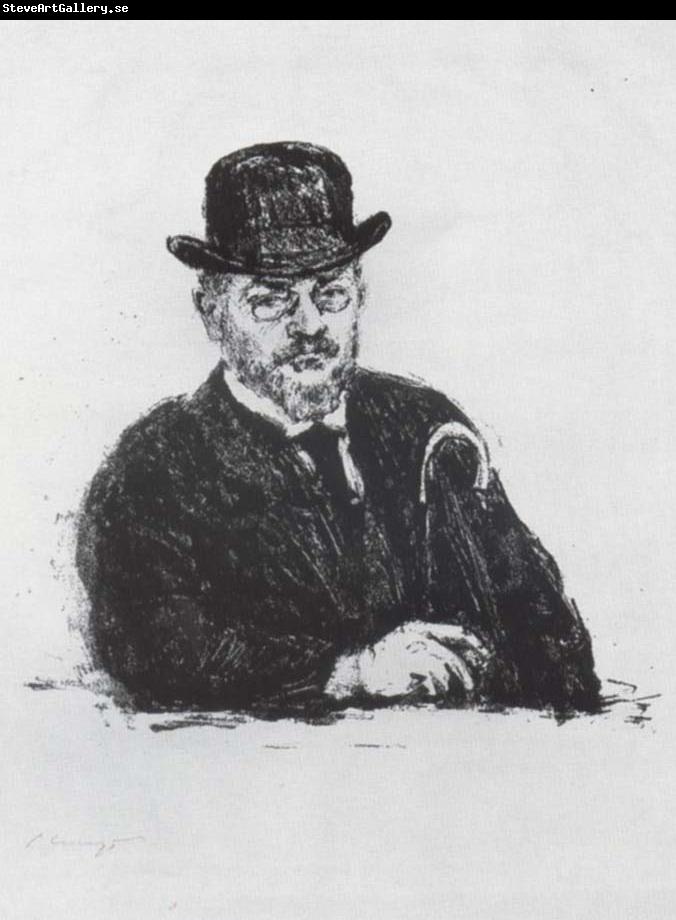 Max Slevogt Selbstbidnis with hat and cane